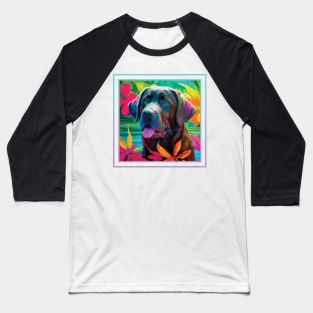 Loyal Labrador Retriever Floral Vibrant Tropical Digital Oil Painting Portrait Baseball T-Shirt